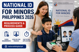 Parent accompanying child for biometric capture during national id for minors philippines registration