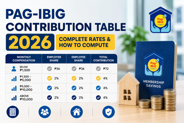 Pag-IBIG Contribution Table 2026 — Complete Rates & How to Compute