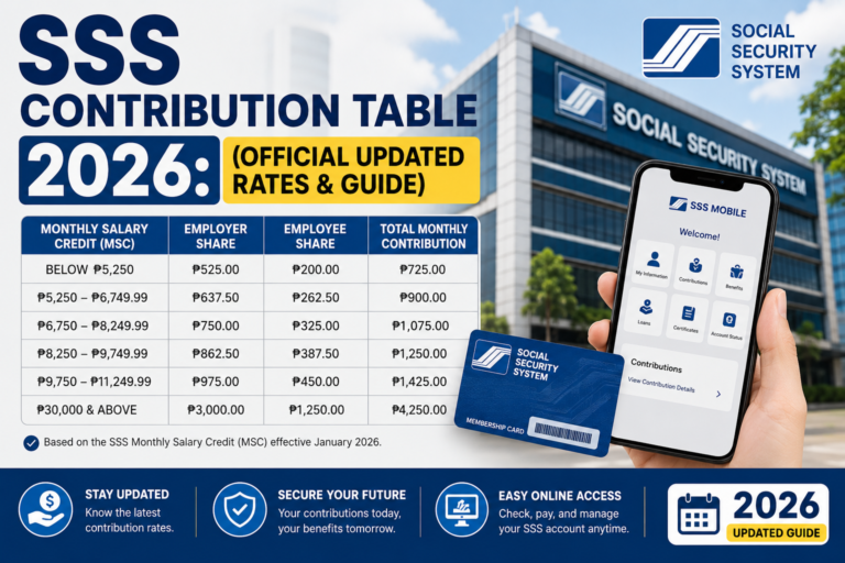 SSS Contribution Table 2026: (Complete Official Updated Rates & Guide)